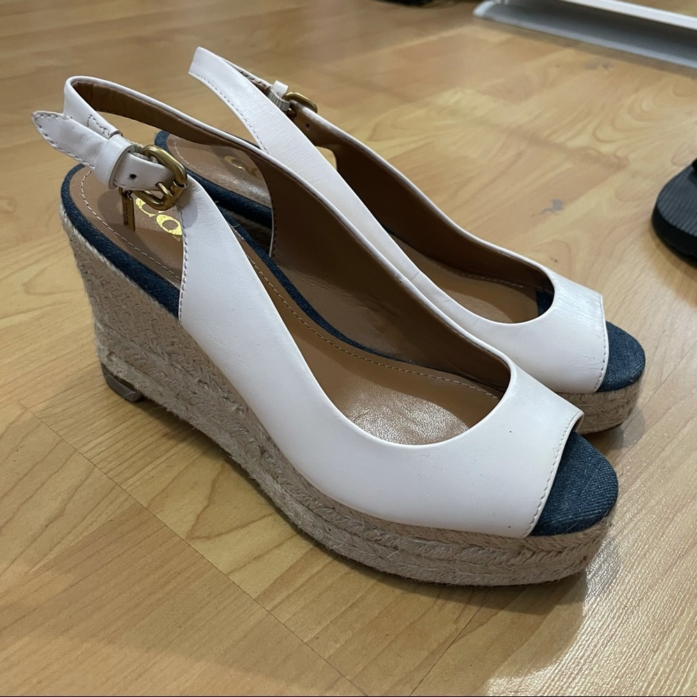 COACH WHITE WEDGES
